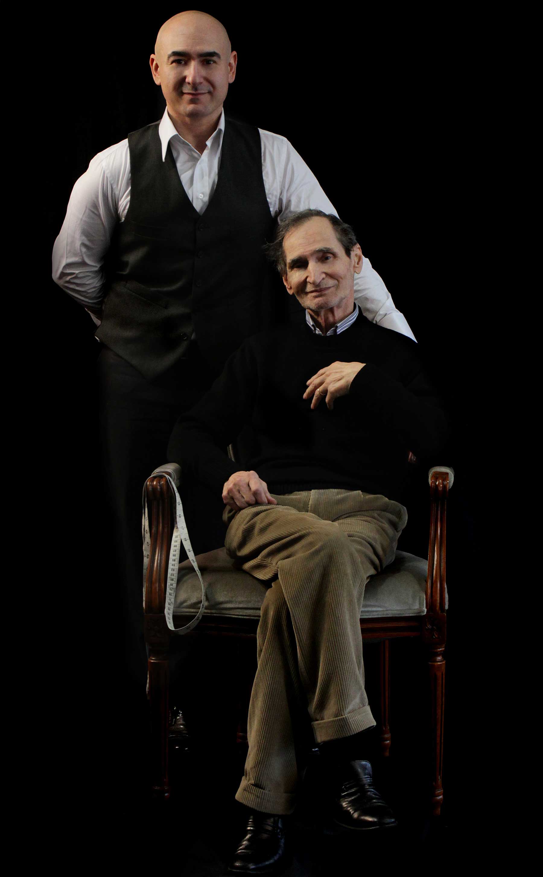 Domenico Carbone with his father — two generations of tailors